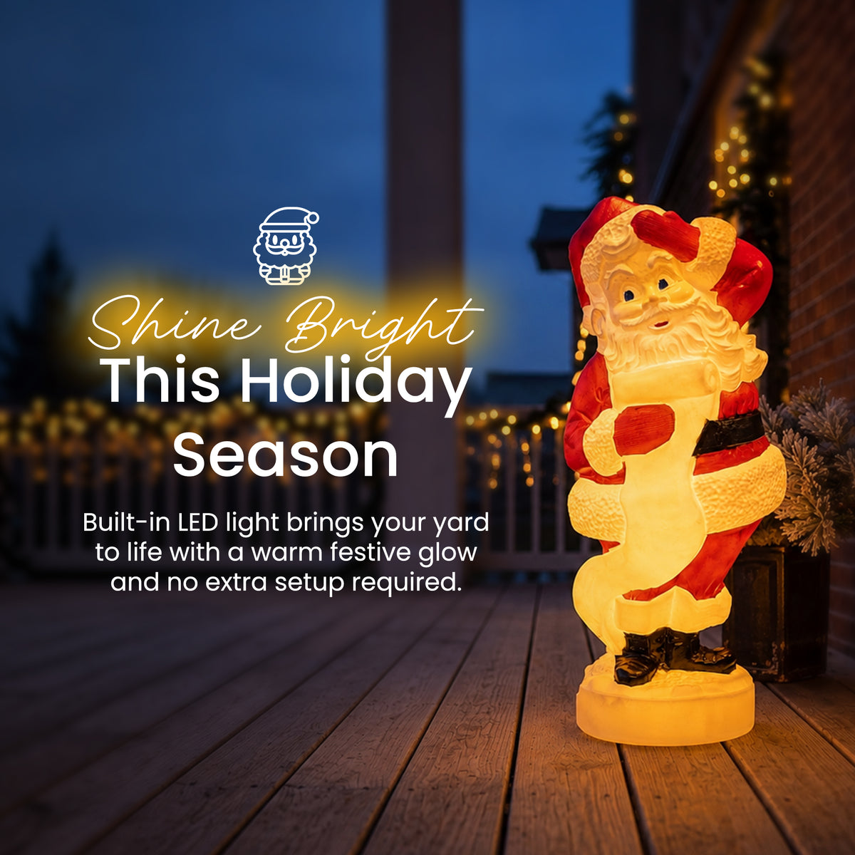 Union Products 75180 43" Tall Santa Claus Light Up Statue Holiday Festive Decor