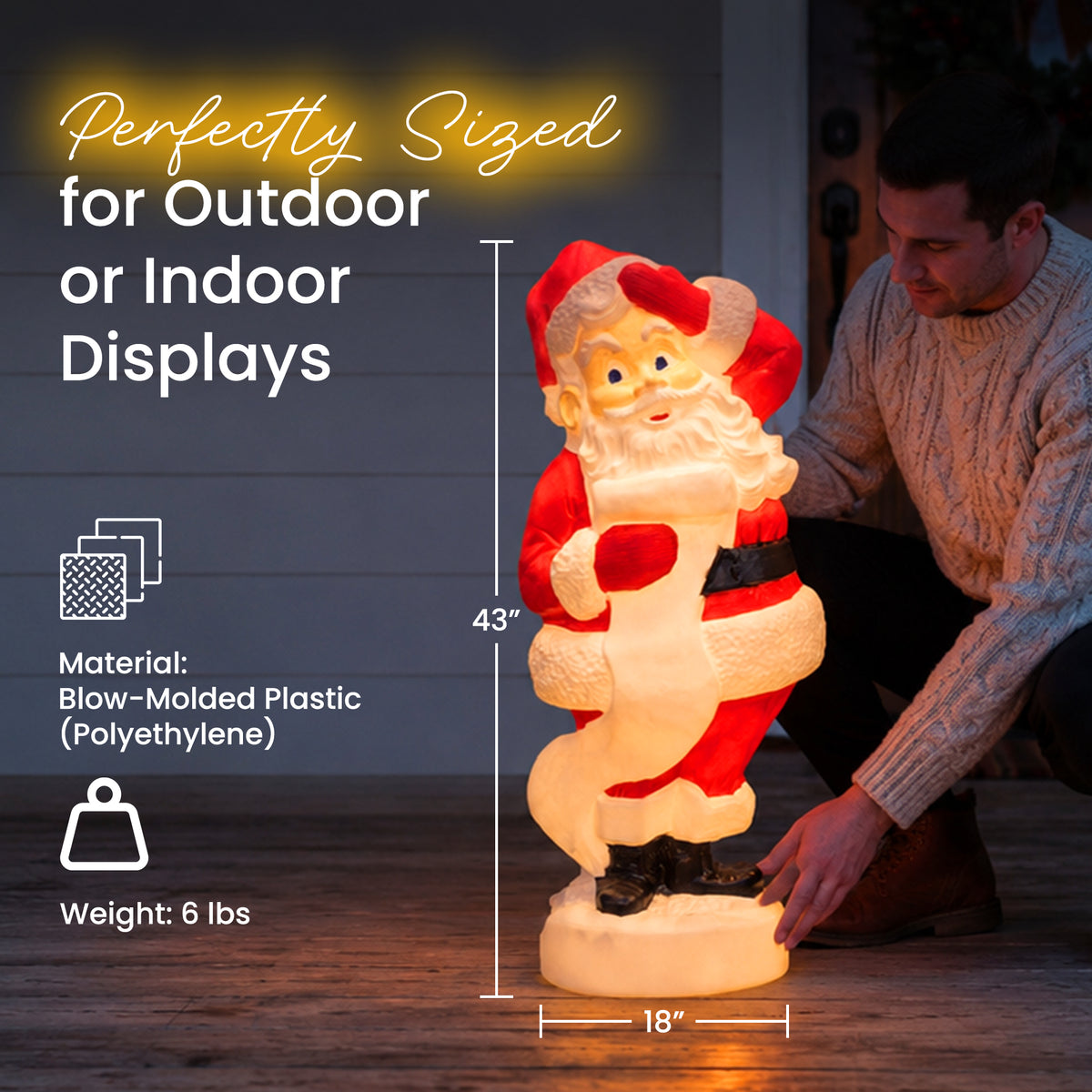 Union Products 75180 43" Tall Santa Claus Light Up Statue Holiday Festive Decor