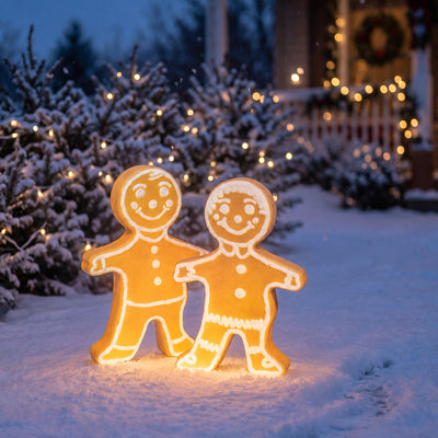 Outdoor Light Up Gingerbread Person Garden Decor Statue (Used)
