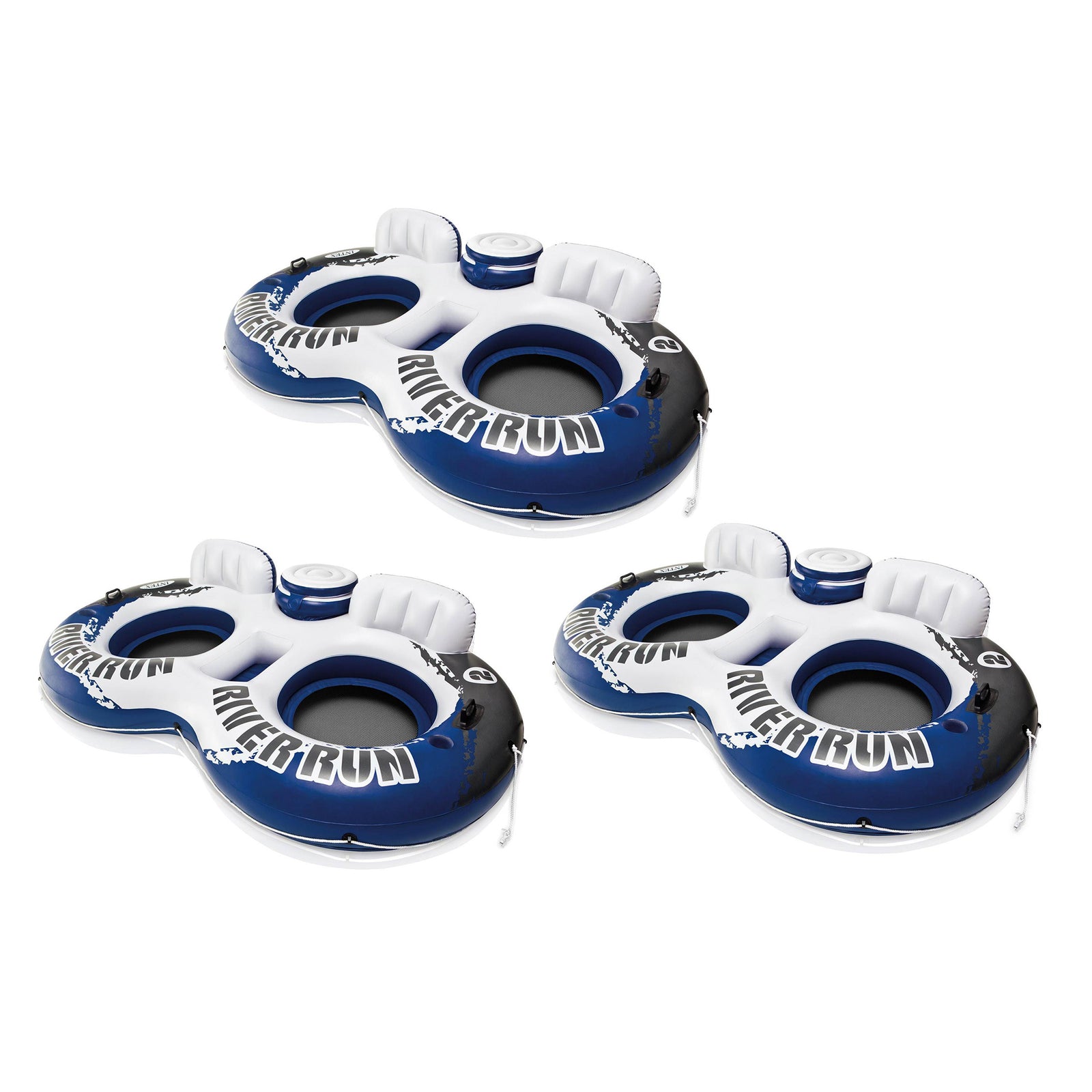 Intex River Run II 2-Person Water Tube w/ Cooler and Connectors (3 Pack) 58837EP - VMInnovations