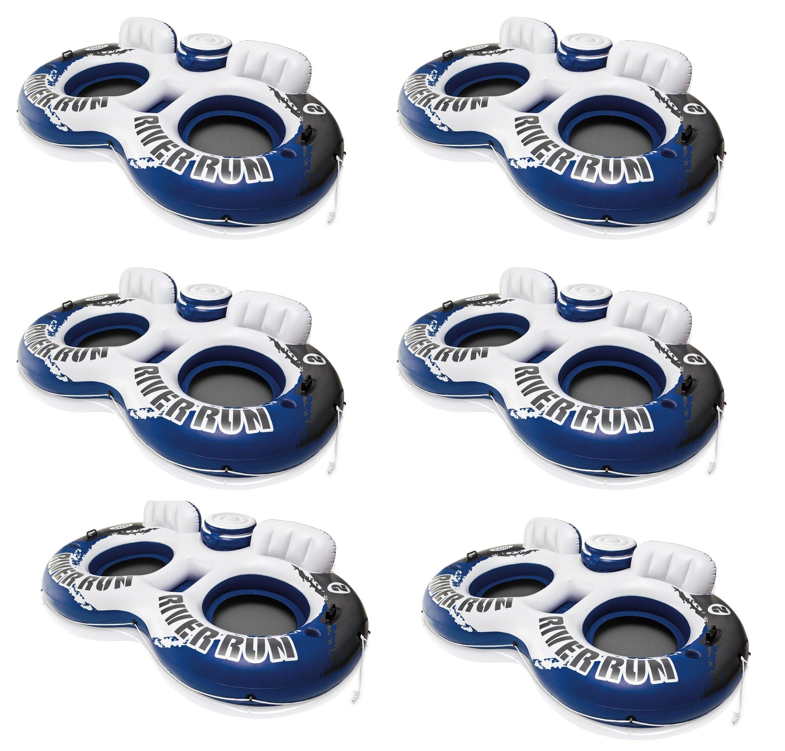 Intex River Run II 2-Person Water Tube w/ Cooler and Connectors (6 Pack) 58837EP - VMInnovations