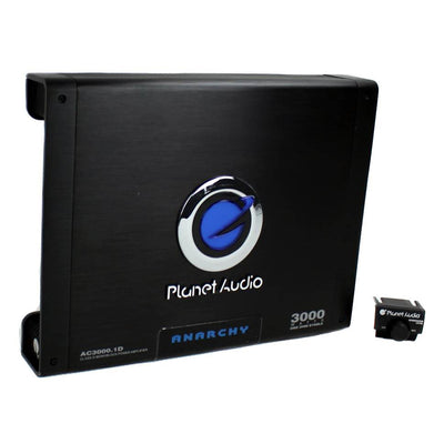 Planet Audio 3000W Mono Class D MOSFET Power Car Amplifier & Remote (4 Pack)