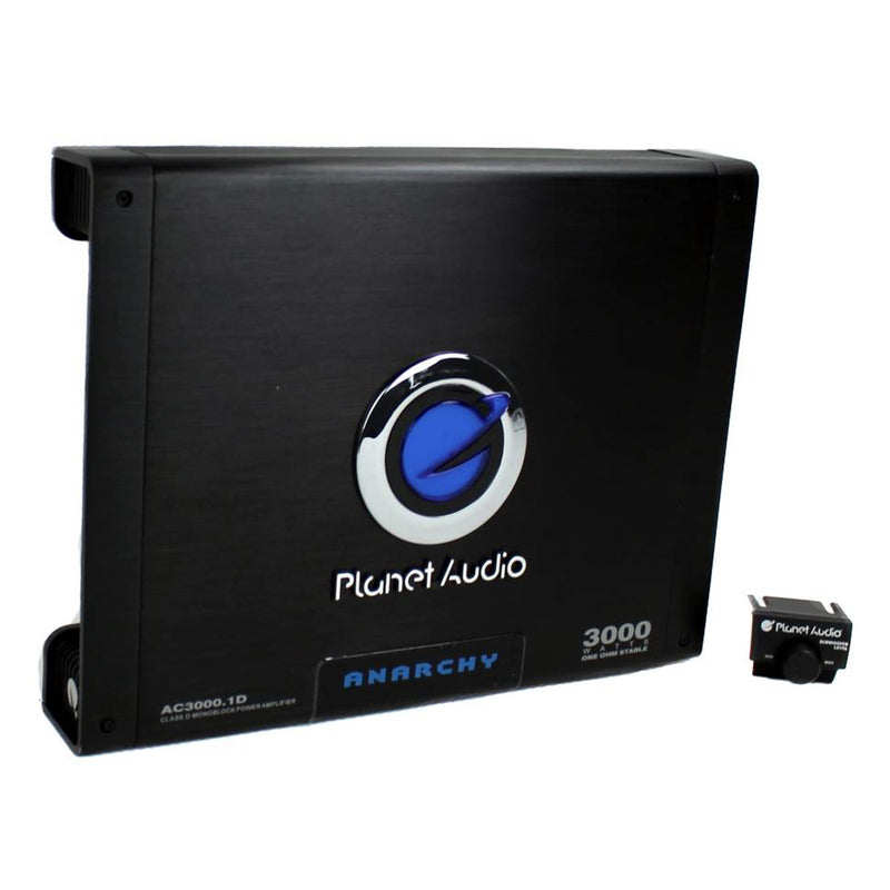 Planet Audio 3000W Mono Class D MOSFET Power Car Amplifier & Remote (2 Pack)