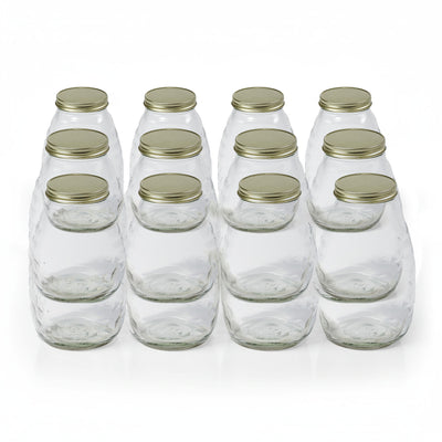 Little Giant 32 oz Beekeeping Honey Glass Skep Jar w/ Airtight Lid (12pk) (Used) - VMInnovations