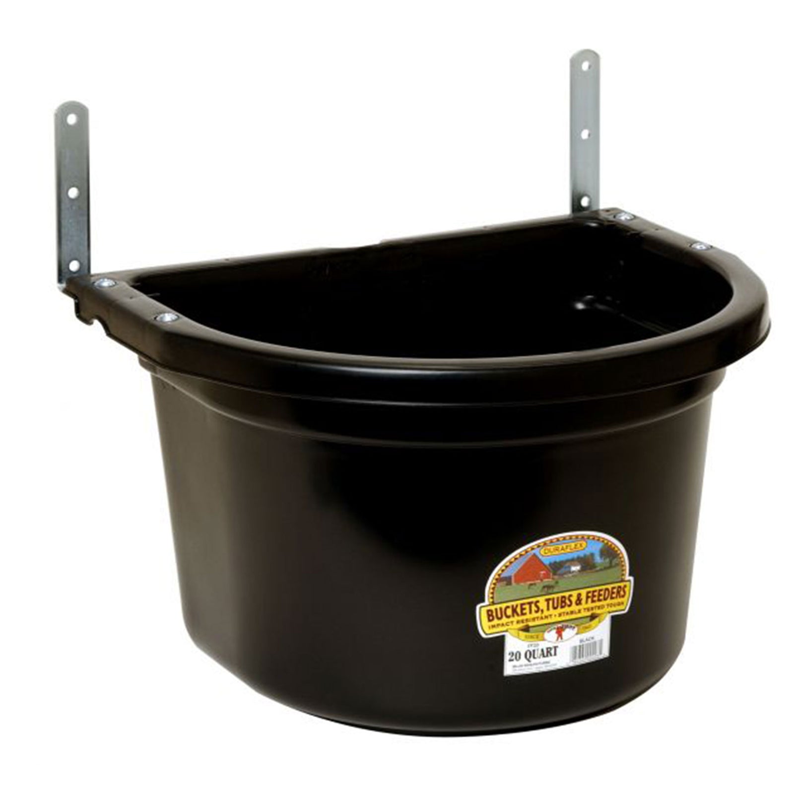 Little Giant 20 Quart Heavy Duty Mountable Plastic Fence Feeder Bucket, Black - VMInnovations