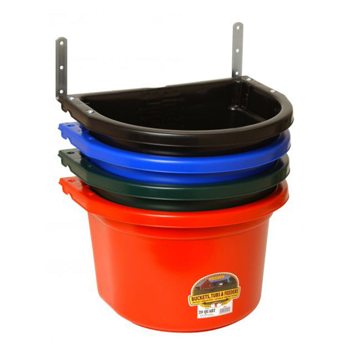 Little Giant 20 Quart Heavy Duty Mountable Plastic Fence Feeder Bucket, Black