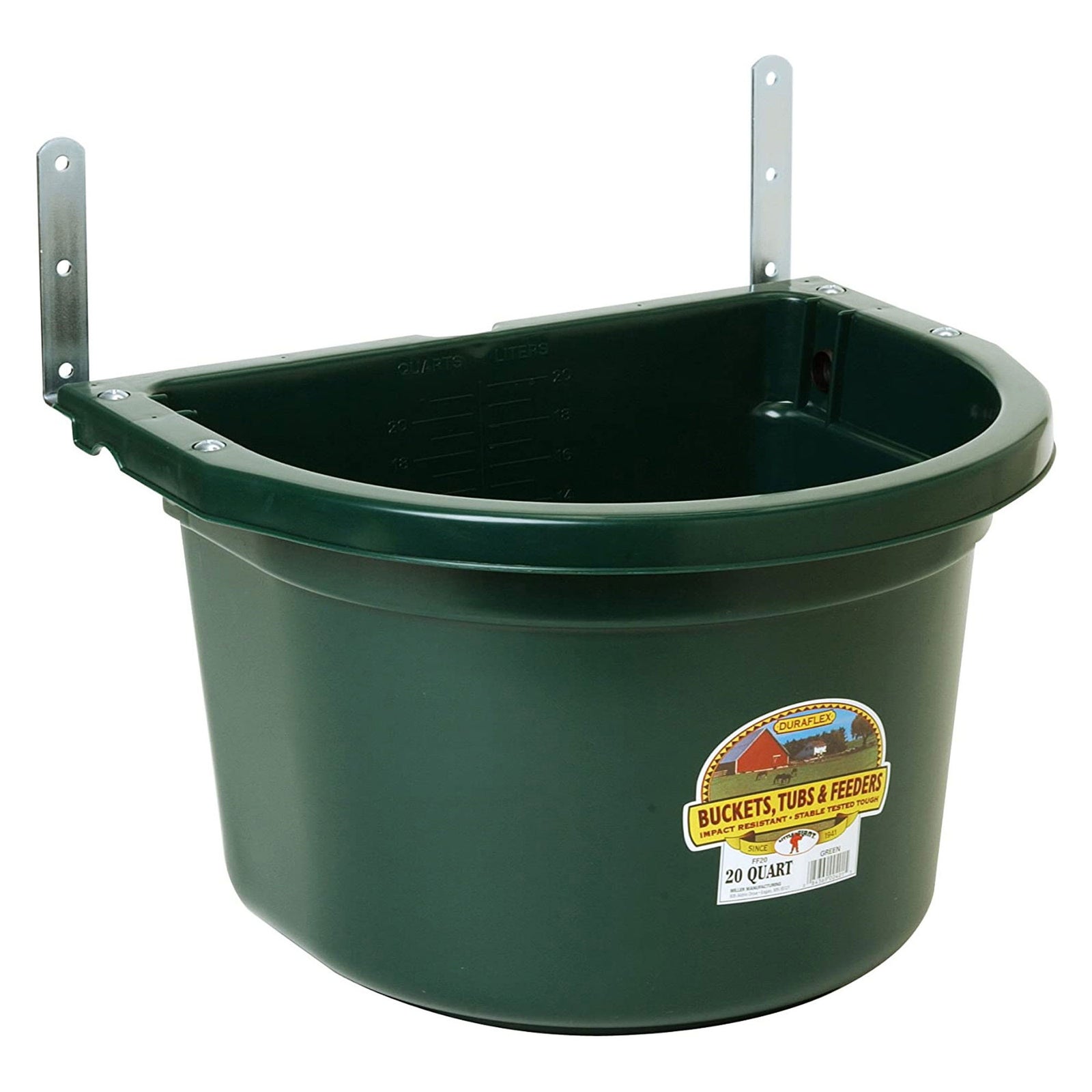 Little Giant 20 Quart Heavy Duty Mountable Plastic Fence Feeder Bucket, Green - VMInnovations