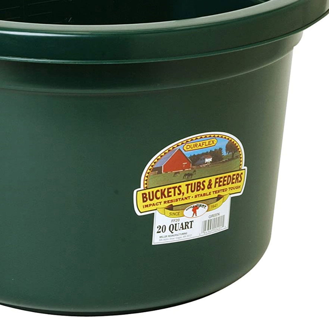 Little Giant 20 Quart Heavy Duty Mountable Plastic Fence Feeder Bucket, Green