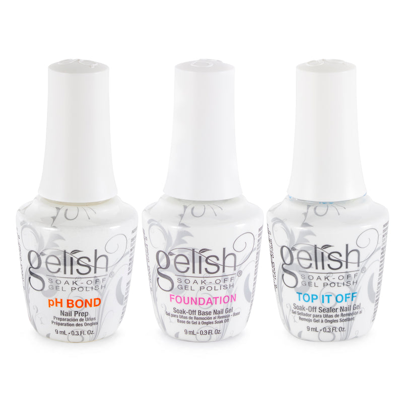 Gelish Mini Terrific Trio Essentials Collection Soak Off Gel Nail Polish Kit