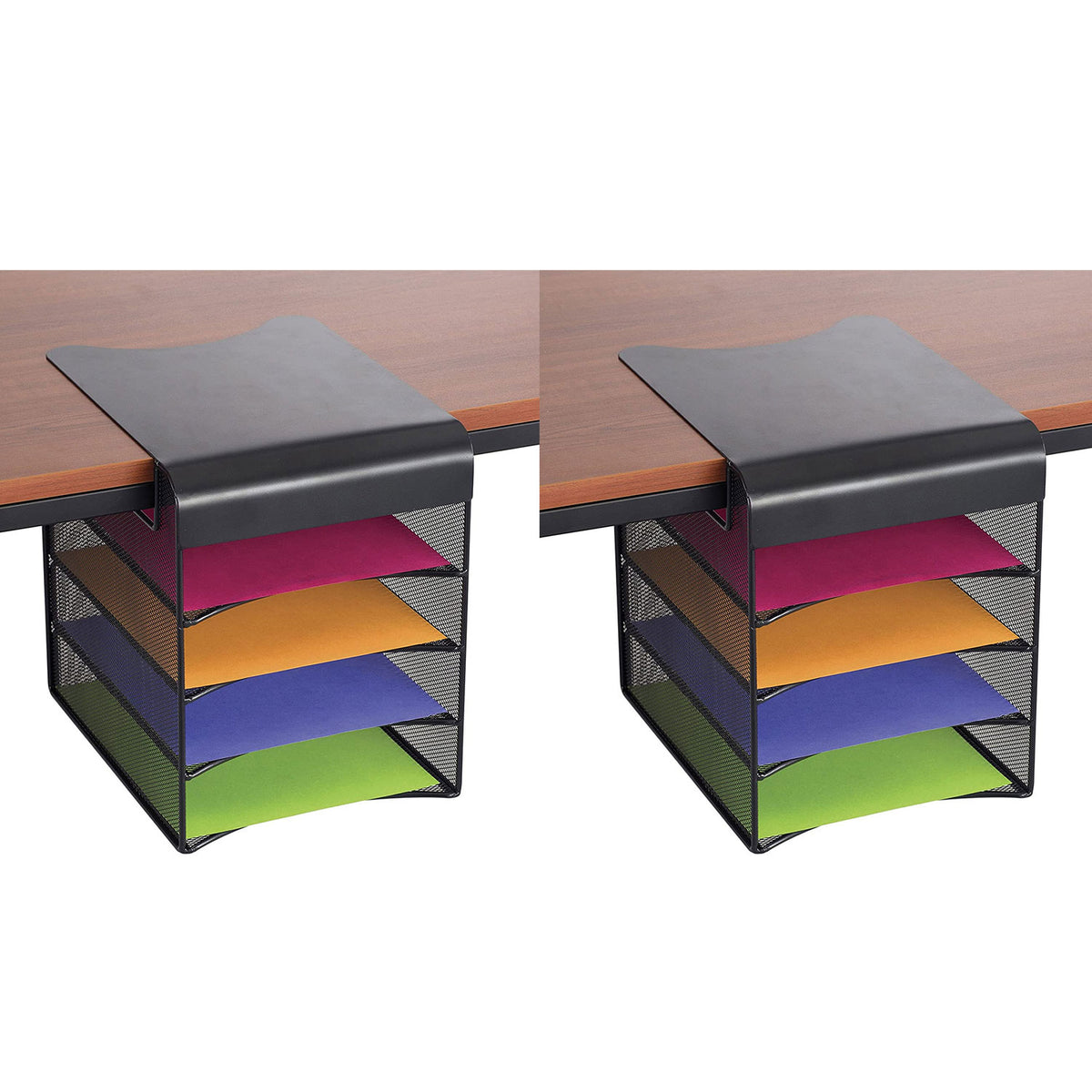 Safco Onyx 4 Shelf Hanging Office Desk Storage Organizer Tray, Black (2 Pack)