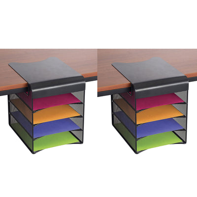 Safco Onyx 4 Shelf Hanging Office Desk Storage Organizer Tray, Black (2 Pack)