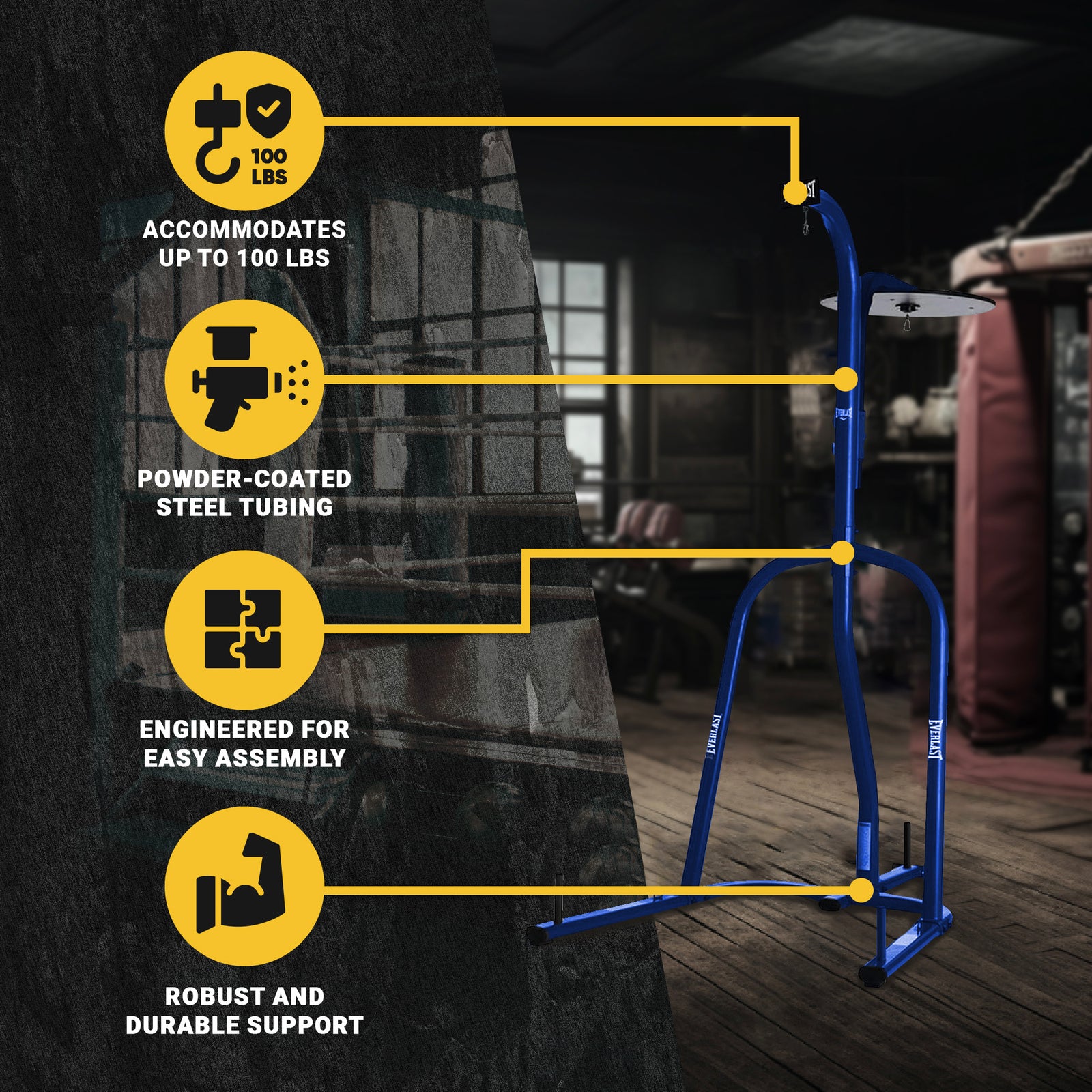 Everlast Dual Powder Coated 100 Lb Punching and Speed Bag Stand, Black (Used) - VMInnovations