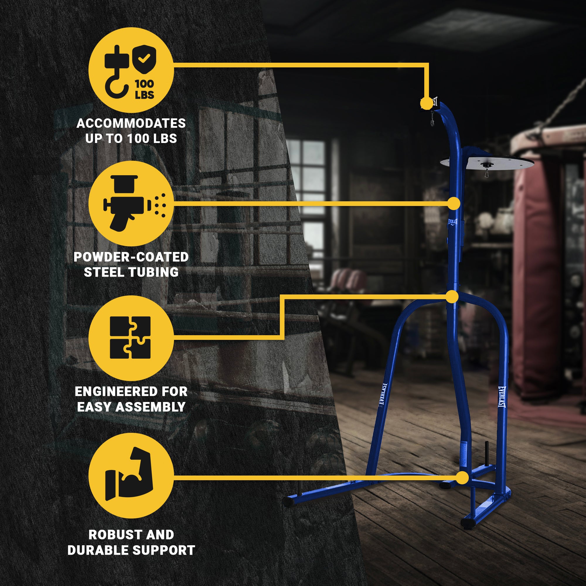 Everlast Dual Powder Coated Steel 100Lb Punching and Speed Bag Stand (For Parts) - VMInnovations