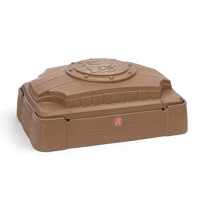 Step2 Play and Store Outdoor Backyard Sandbox for Toddlers with Cover Lid, Beige