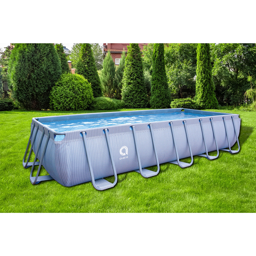 jLeisure Avenli 18 Foot x 39.5 Inch U Frame Rectangle Above Ground Swimming Pool