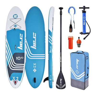 Zray 10'10" X-Rider Deluxe X2 Inflatable SUP All Around Paddle Board Kit, Blue