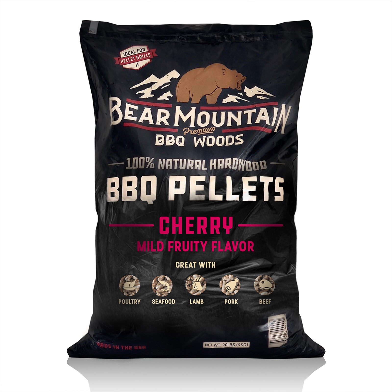 Bear Mountain BBQ Premium All Natural Hardwood Cherry Smoker Pellets, 40 Pounds - VMInnovations