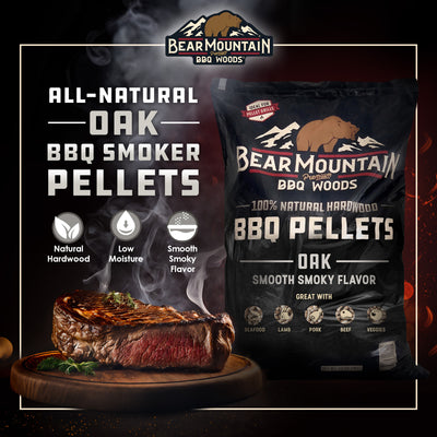 Bear Mountain BBQ All Natural Hardwood Oak BBQ Smoker Pellets, 20 lbs (3 Pack)