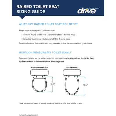 Drive Medical Universal Raised Locking Home Plastic Armless Toilet Seat, White
