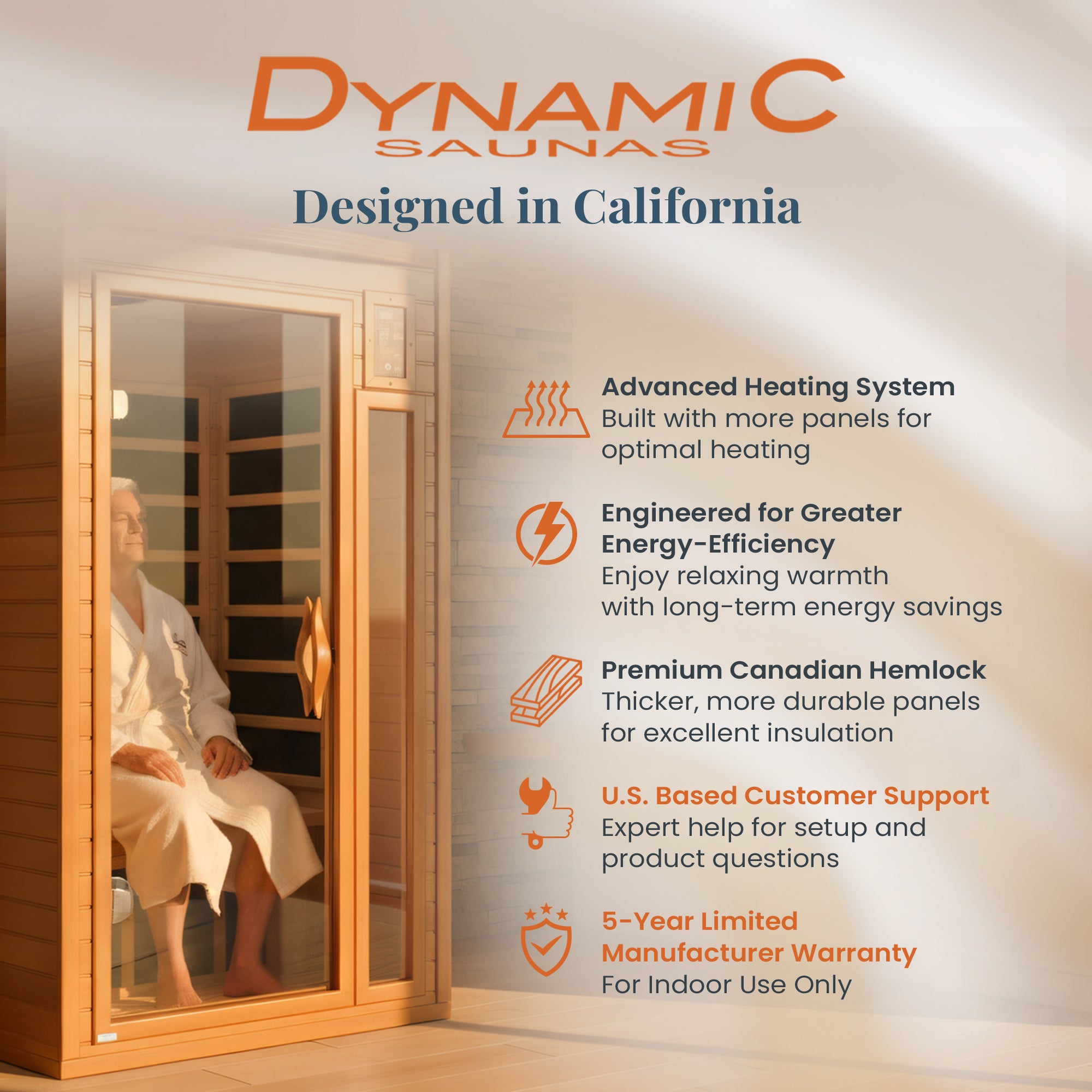 Dynamic Saunas Barcelona 1-2 Person Hemlock Wood Home Infrared Sauna (For Parts)
