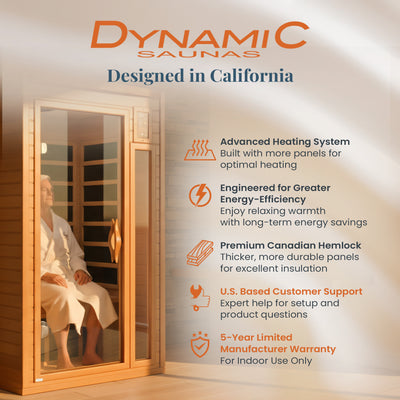 Dynamic Saunas Barcelona 1-2 Person Hemlock Wood Home Infrared Sauna (For Parts)