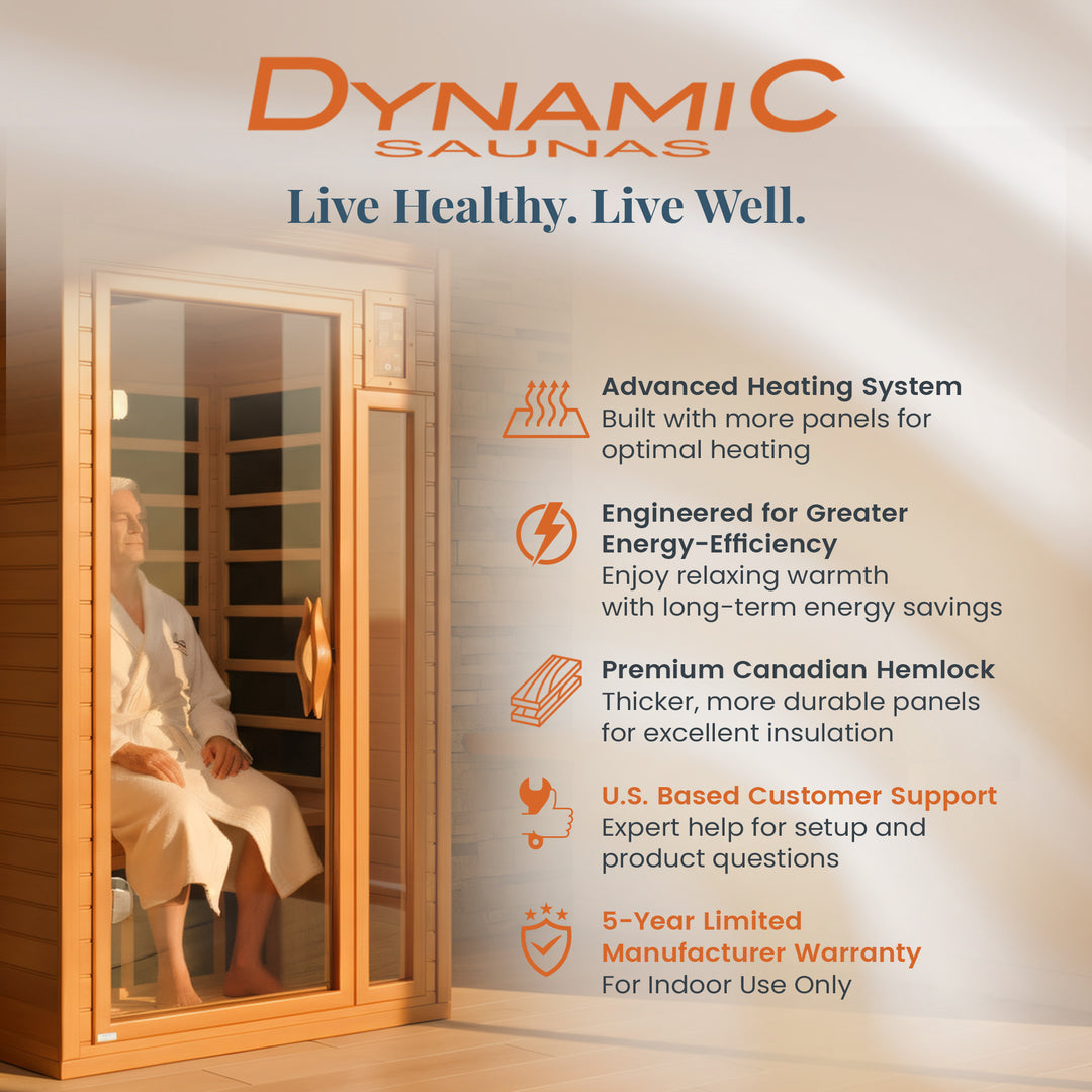 Dynamic Saunas Barcelona 1-2 Person Hemlock Wood Home Infrared Sauna (Open Box) - VMInnovations
