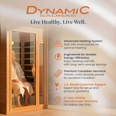 Dynamic Barcelona 1 to 2 Person Hemlock Wood Low EMF FAR Infrared Sauna (Used) - VMInnovations