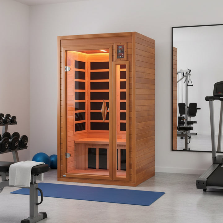 Dynamic Saunas Barcelona 1-2 Person Hemlock Wood Home Infrared Sauna (Open Box) - VMInnovations