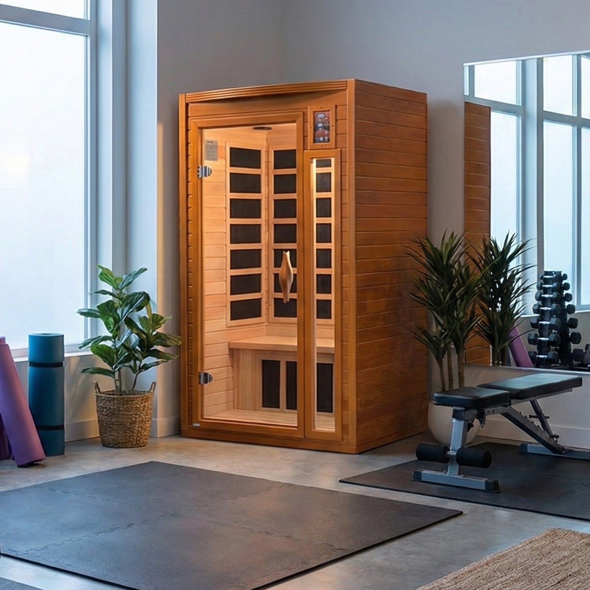 Dynamic Saunas Barcelona 1-2 Person Hemlock Wood Home Infrared Sauna (Open Box) - VMInnovations