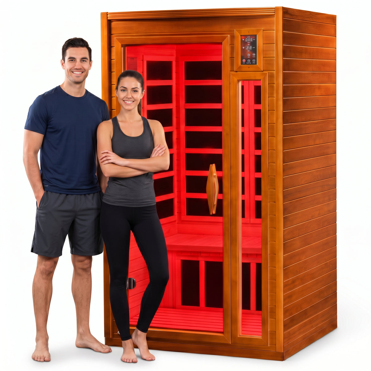 Dynamic Saunas Barcelona 1 to 2 Person Hemlock Wood Infrared Sauna For Home - VMInnovations