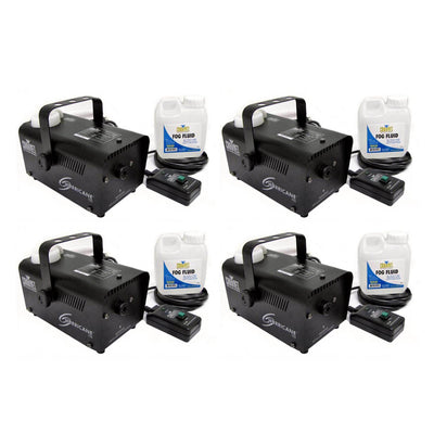 Chauvet DJ Hurricane Pro Fog Smoke Machine with Fog Fluid and Remote (4 Pack)