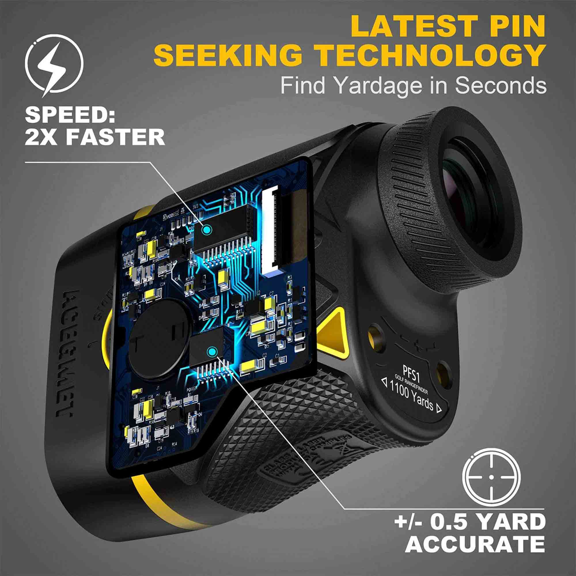 ACEGMET 1100 Yard 8 Mode Golf Laser Rangefinder with 6x Magnification, Black - VMInnovations