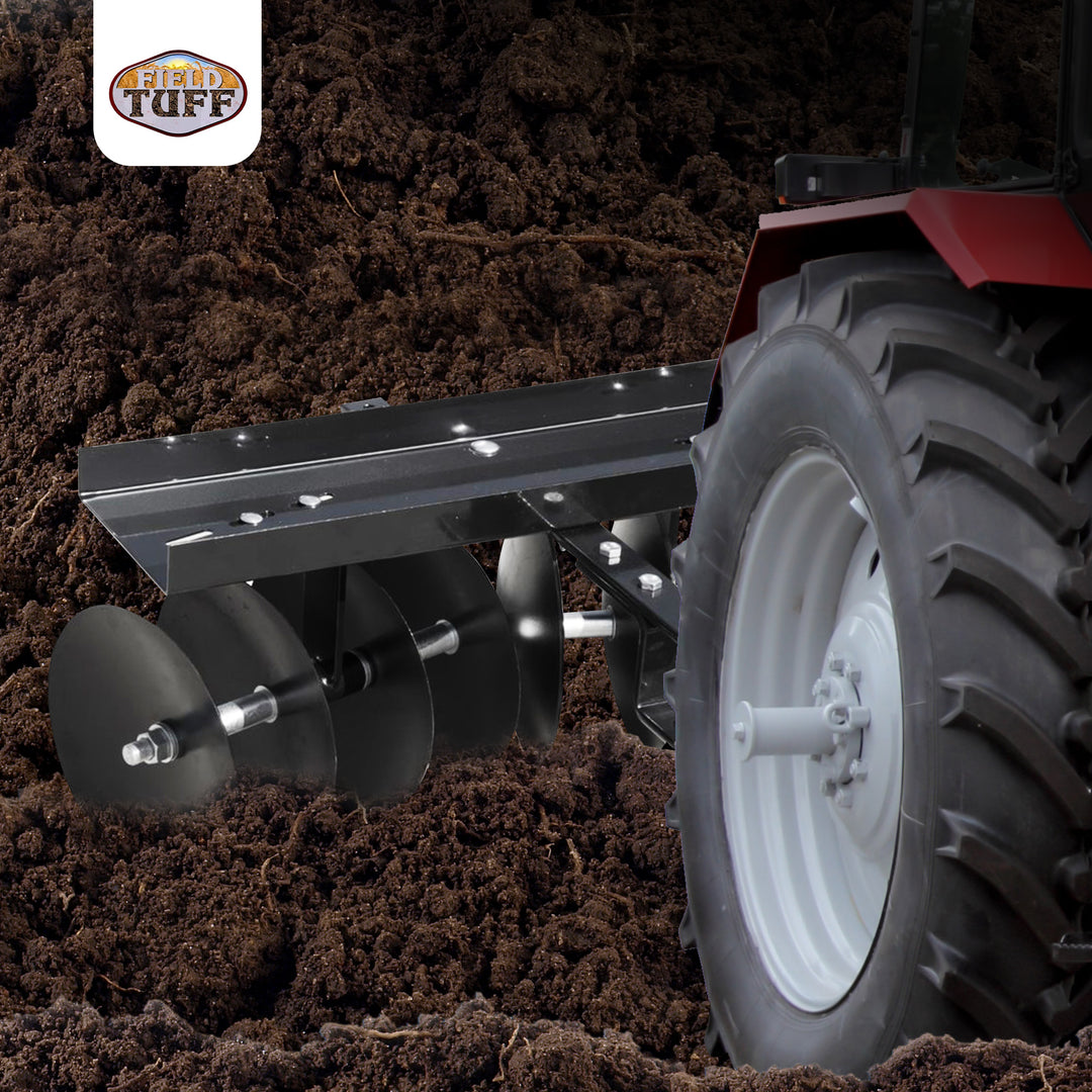 Field Tuff 39 Inch Tow Behind Garden Soil Cultivator Sleeve Hitch Disc Harrow