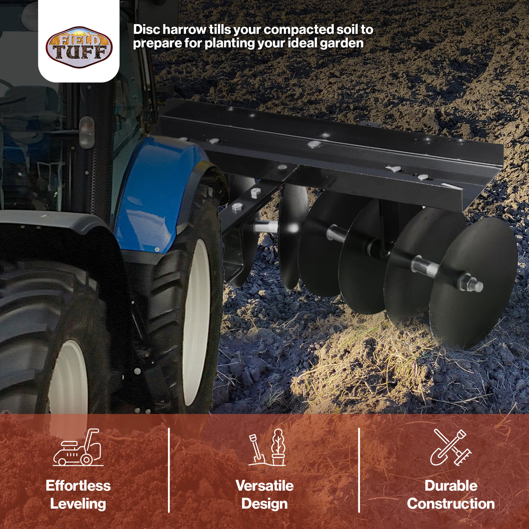 Field Tuff 39" Tow Behind Soil Cultivator Sleeve Hitch Disc Harrow(Open Box)