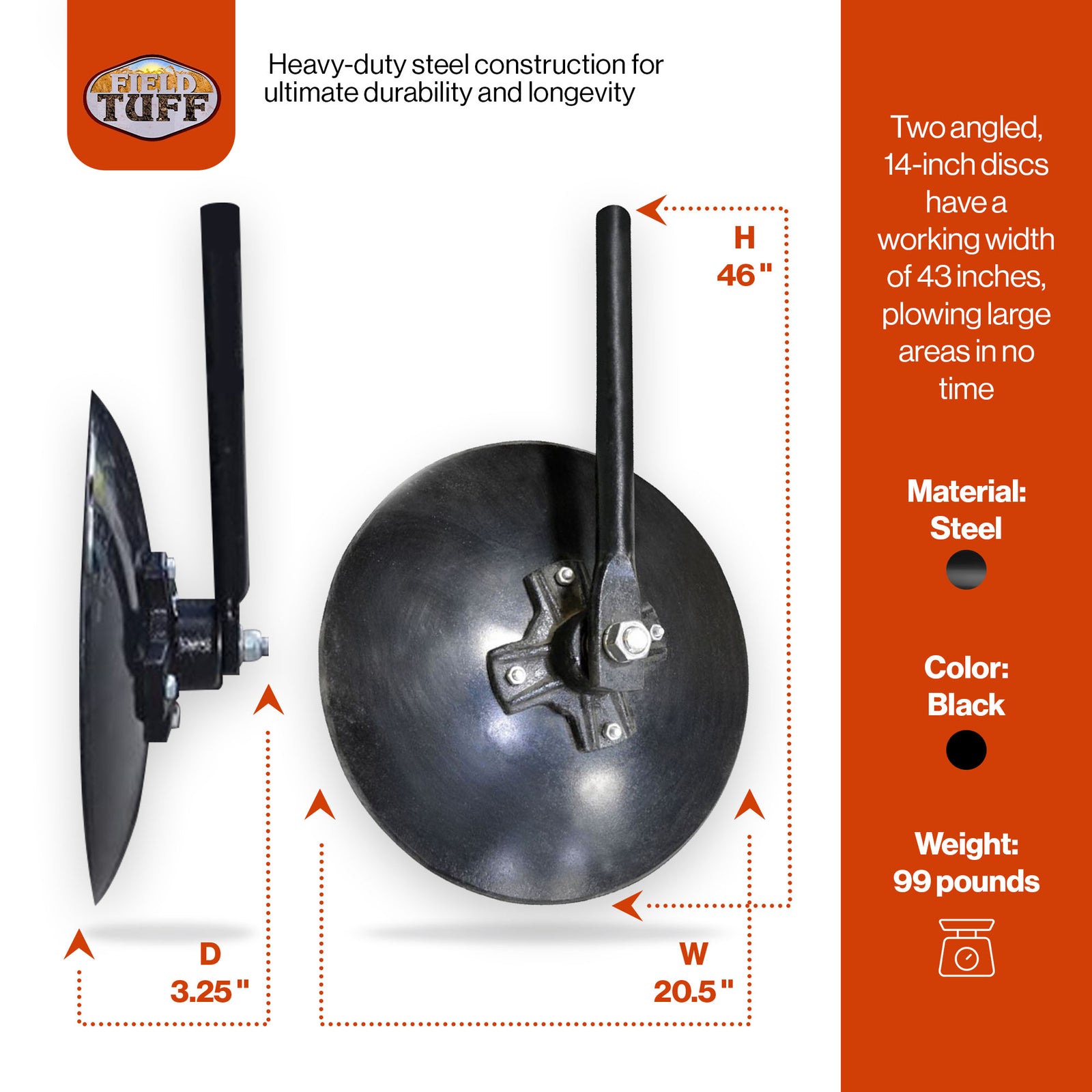 Field Tuff 43" Disc Cultivator Garden & Hiller For 3 Point Tractor (Open Box) - VMInnovations