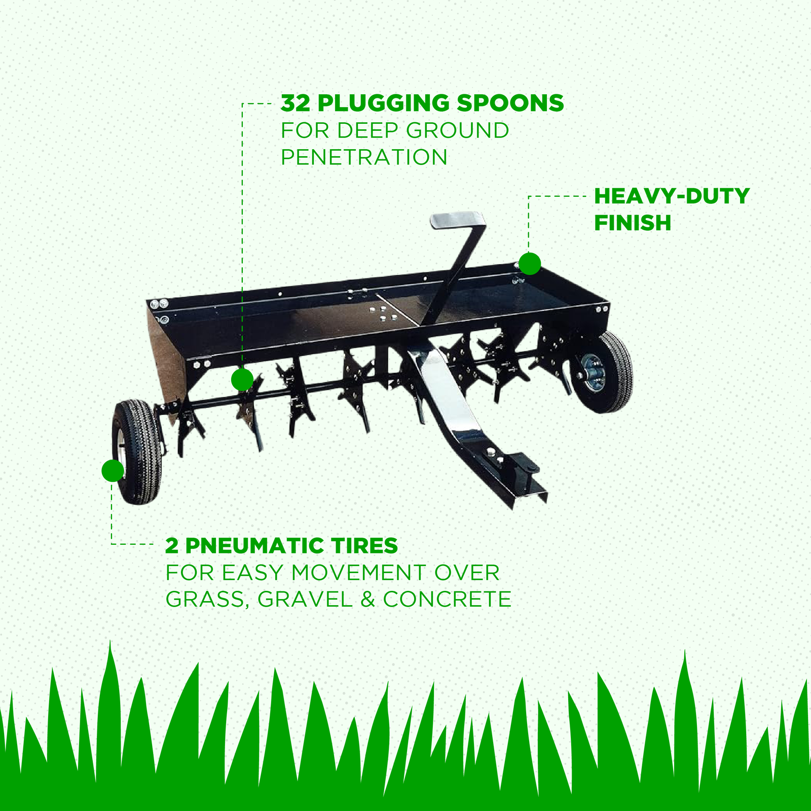 Yard Tuff 48 Inch Tow Behind Lawn Mower Tractor Plug Aerator w/ Universal Hitch - VMInnovations