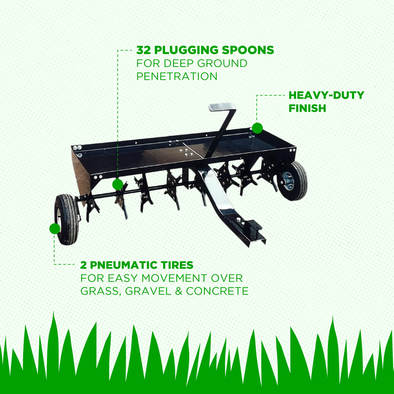 Yard Tuff 48 Inch Tow Behind Lawn Mower Tractor Plug Aerator w/ Universal Hitch