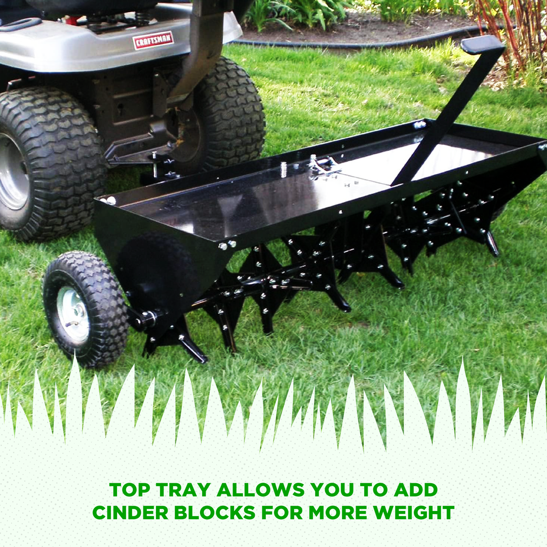 Yard Tuff 48 Inch Tow Behind Lawn Mower Tractor Plug Aerator w/ Universal Hitch