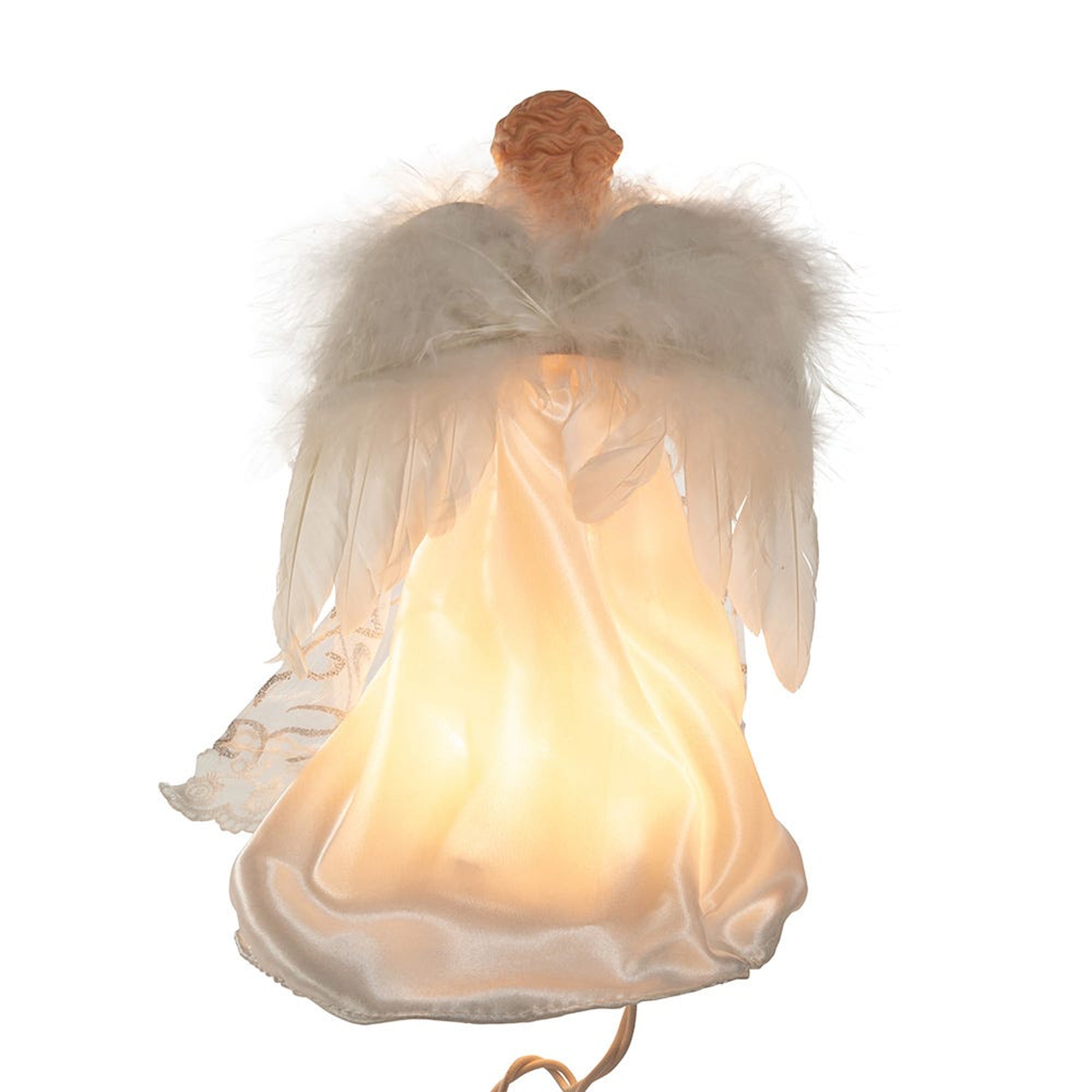 Kurt Adler UL2205 10.7 In Angel Clear Lighted Holiday Tree Topper, White/Silver - VMInnovations