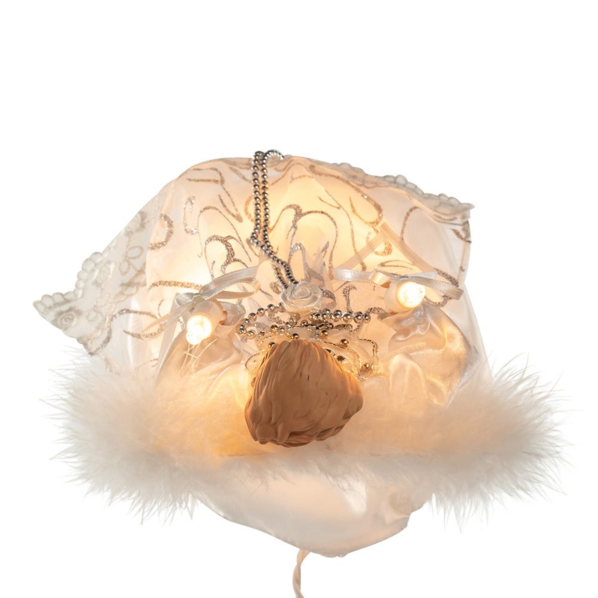 Kurt Adler UL2205 10.7 In Angel Clear Lighted Holiday Tree Topper, White/Silver - VMInnovations