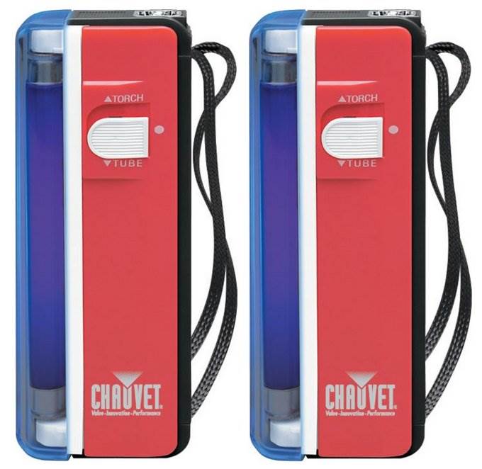 (2) CHAUVET NV-F4 Battery Powered Handheld 6V Blacklights & Flashlights | NVF4