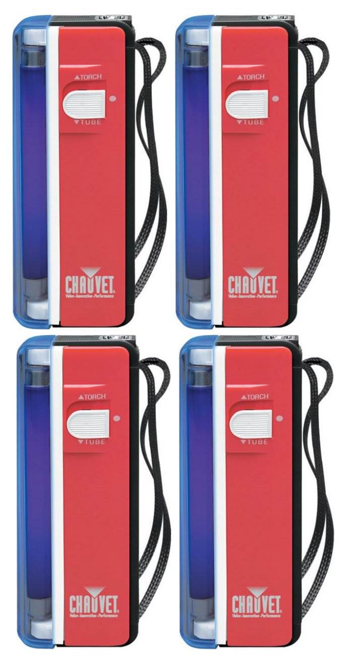 (4) CHAUVET NV-F4 Battery Powered Handheld 6V Blacklights & Flashlights | NVF4