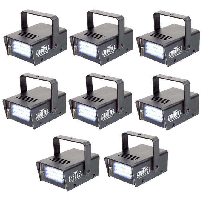 8 CHAUVET DJ CH730 Adjustable 1-12 Flash/Sec Mini Strobe LED Club Light Effects