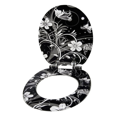 Sanilo 111 Round Soft Close Molded Wooden Toilet Seat, White Flower (Damaged) - VMInnovations
