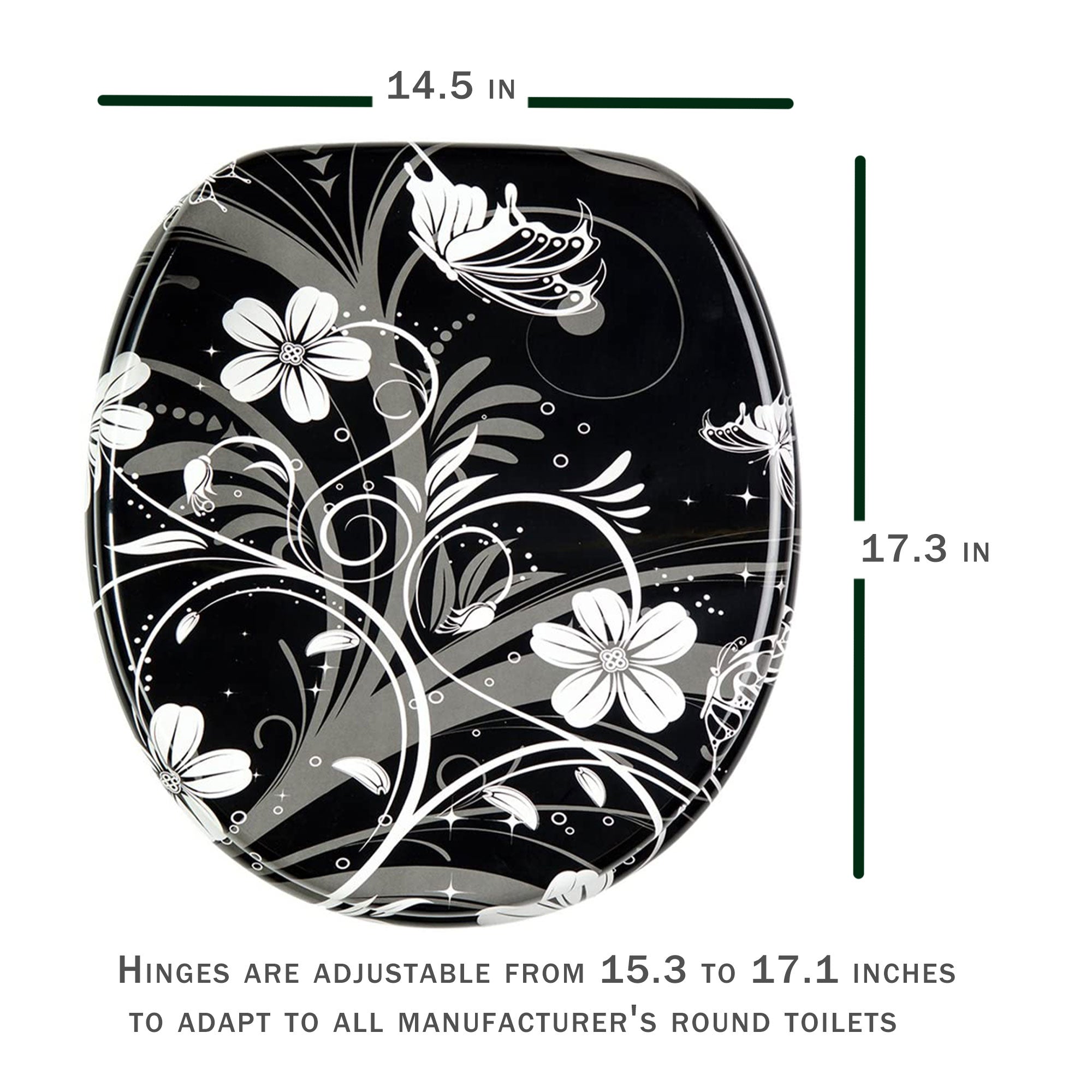 Sanilo 111 Round Soft Close Molded Wooden Toilet Seat, White Flower (Damaged) - VMInnovations