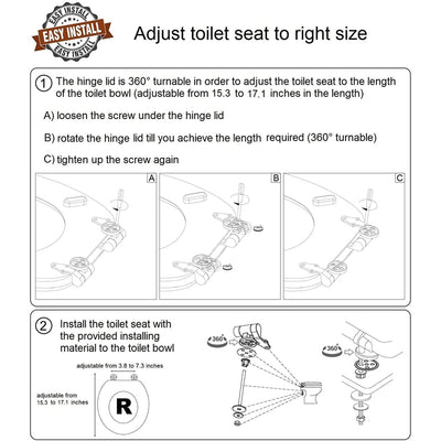 Sanilo 203 Elongated Soft Close Lid Molded Wood Adjustable Toilet Seat (Used)