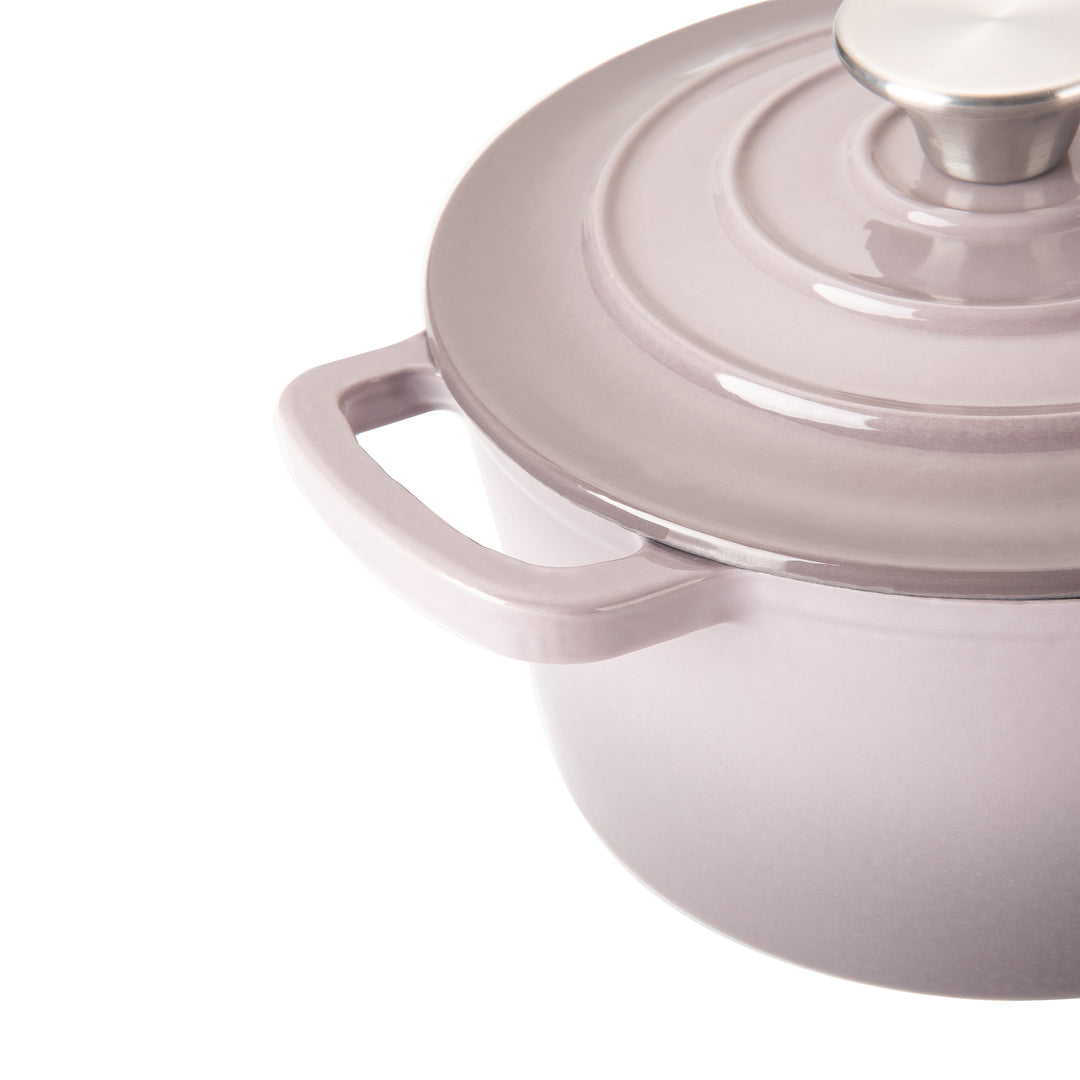 Hamilton Beach 5.5 Quart Enameled Cast Iron Round Dutch Oven Pot, Gray (Used)