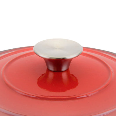 Hamilton Beach 5.5 Quart Enameled Cast Iron Covered Round Dutch Oven Pot, Red