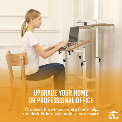 SDADI Adjustable Height Mobile Standing Office Computer Desk, Light (Used) - VMInnovations