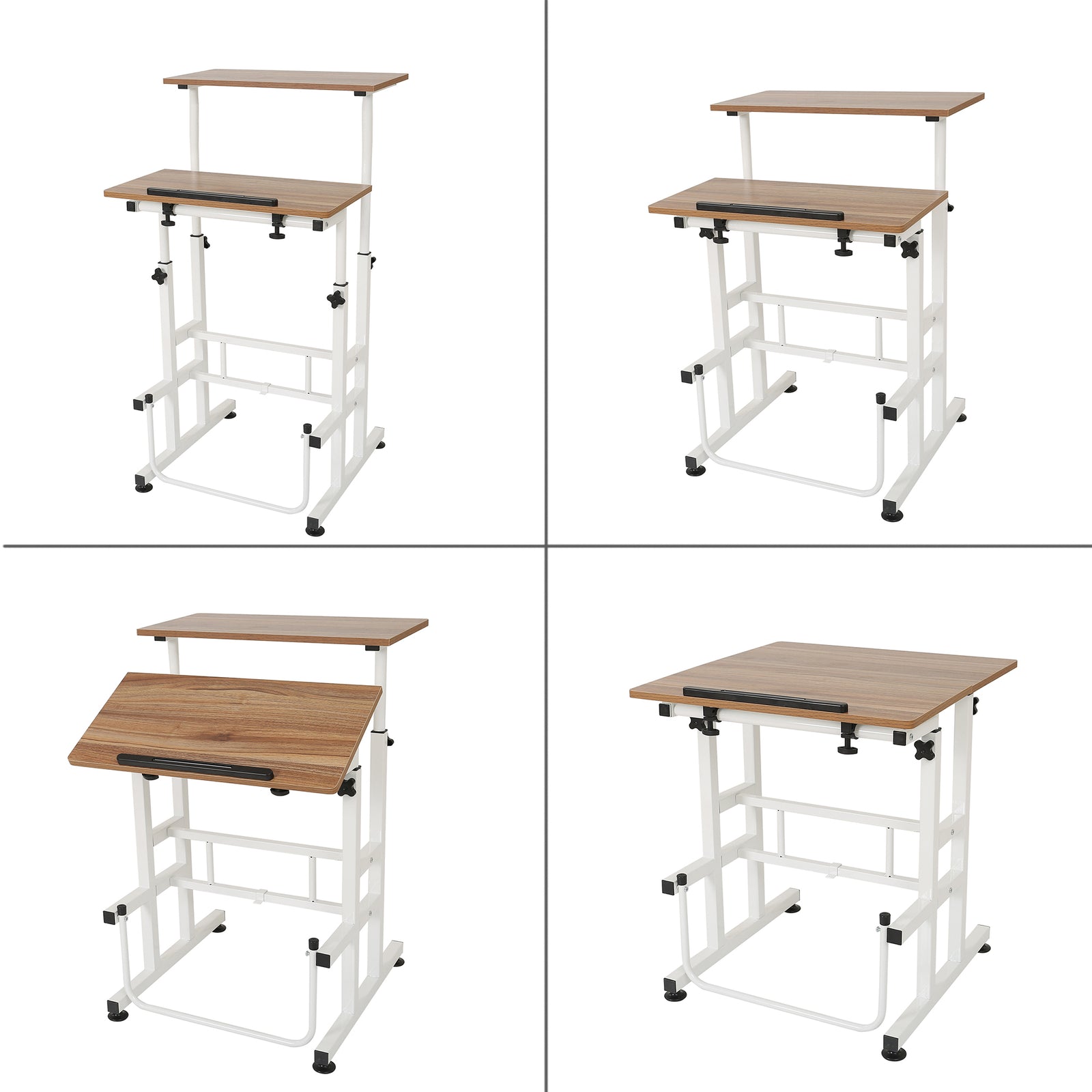 SDADI L101XWFDT Adjustable Height Mobile Standing Office Computer Desk, Dark - VMInnovations